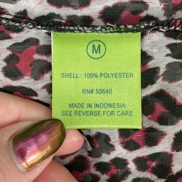 Johnny Martin Sheer Pink Cheetah Print Blouse - Picture 10 of 11